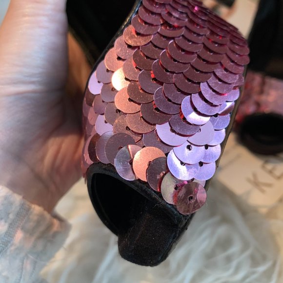 D&G Dolce & Gabbana - Pink Sequin Peep Toe Heel - Picture 11 of 14